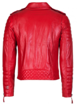 LE CRAZE Premium Red Quilted Leather Biker Jacket - Image 2