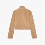 Genuine Lambskin Tan Suede Leather Jacket With Zipper & Pocket - Image 3