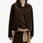 Real Lambskin Dark Brown Suede Leather Jacket Casual Style Outwear Jacket