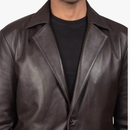 Men Lambskin Brown Formal Leather Blazer Office Meeting Coat