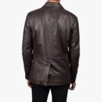 Men Lambskin Brown Formal Leather Blazer Office Meeting Coat - Image 2