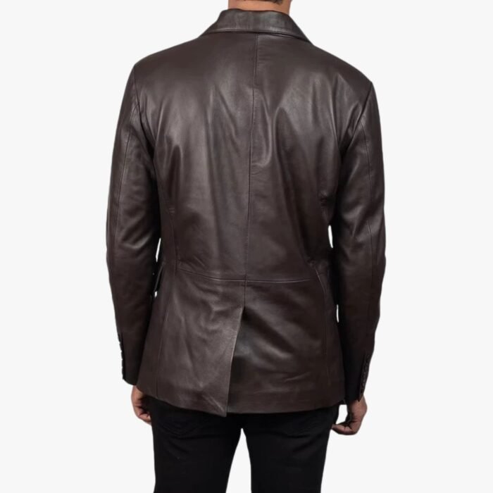 Men Lambskin Brown Formal Leather Blazer Office Meeting Coat - Image 2