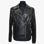 Women Genuine Black Lambskin Crocodile Print Leather Jacket Motorcycle Biker Slim Fit Leather Jacket - Image 2