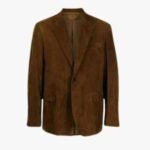 Men Genuine Lambskin Dark Brown Suede Formal Leather Blazer Coat