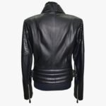 Women Genuine Black Lambskin Crocodile Print Leather Jacket Motorcycle Biker Slim Fit Leather Jacket - Image 4