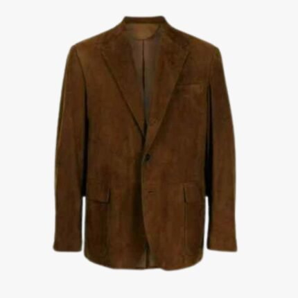 Men Genuine Lambskin Dark Brown Suede Formal Leather Blazer Coat