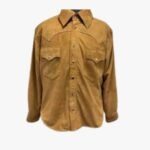Genuine Lambskin Tan Suede Leather Shirt Cowboy Casual Formal Shirt