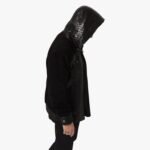 Genuine Lambskin Black Crocodile Print Hooded Leather Jacket For Men Western Winter Wear Biker Jacket - Image 2