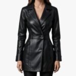 Genuine Lambskin Black Leather Trench Coat Slim Fit Stylish Trench Coat
