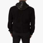 Genuine Lambskin Black Crocodile Print Hooded Leather Jacket For Men Western Winter Wear Biker Jacket - Image 3