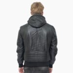 Real Genuine Hooded Leather Jacket With Zipper Black leather Jacket - Image 2