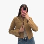 Real Lambskin Tan Suede Leather Blazer Formal Office Wear Coat