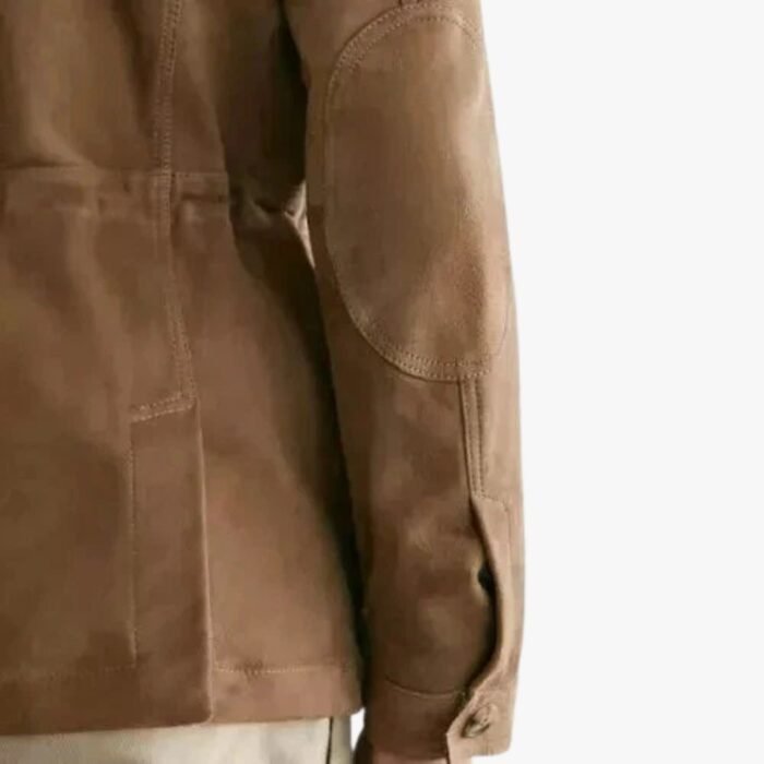 Men Lambskin Tan Suede Leather Jacket Cowboy Style Four Pocket Classy Jacket - Image 3