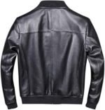 Genuine Cow Black Leather Jacket Mens Bomber Jacket - Image 2