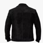 Handmade Men Black Suede Trucker Leather Shirt Denim Style Jacket Cowboy Biker Jacket - Image 2