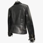 Handmade Women Black Lambskin Motorcycle Biker Leather Jacket With Stylish Button Designer Jacket - Image 3