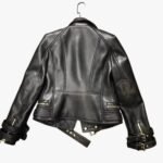 Handmade Women Black Lambskin Motorcycle Biker Leather Jacket With Stylish Button Designer Jacket - Image 4