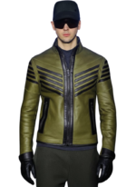 LE CRAZE Men's Premium Olive Green Genuine Leather Jacket
