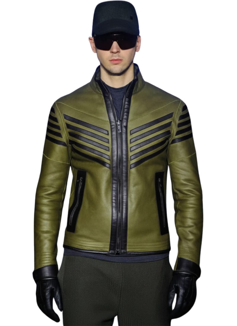 Untitled design (13) LE CRAZE Men's Premium Olive Green Genuine Leather Jacket - Image 1