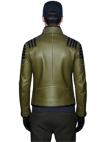 LE CRAZE Men's Premium Olive Green Genuine Leather Jacket - Image 2