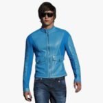 Genuine Leather Sky Blue Suede with Lambskin Leather Jacket