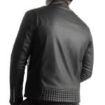 Mens Genuine Sleeve Quilted Leather Motorcycle Fashion Jacket - Image 2