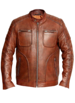 LE CRAZE Vintage Brown Leather Biker Jacket