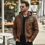Handmade Slim Fit Brown Leather Jacket with Hood – Men's Motorcycle Biker Coat - Image 3