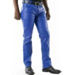 Handmade Leather Blue Pant Straight Fit Men Pant