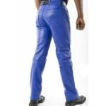 Handmade Leather Blue Pant Straight Fit Men Pant - Image 2