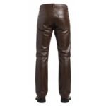 Handmade Brown Leather Pant Straight Fit Men Pant - Image 2