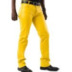 Handmade Leather Yellow Pant for Straight Fit Men Pant