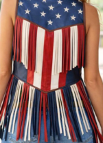 American Flag Fringe Leather Vest – Premium Leather Western Style - Image 4