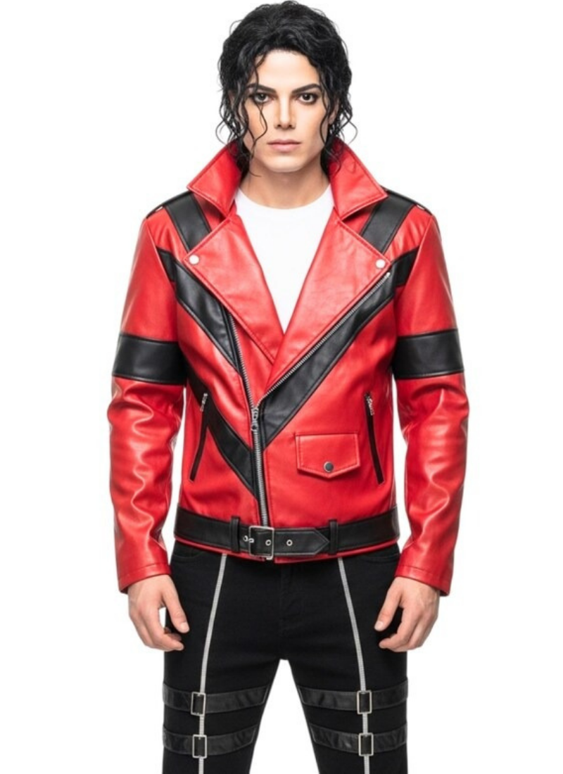 Untitled design (18) Michael Jackson Thriller Jacket: 80s Red Leather MJ Costume - Image 1