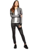 LE CRAZE Women's Grey Leather Stylish Model Wear Designer Winter Jacket - Image 3