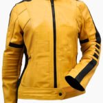 Kill Bill Style Yellow Leather Jacket – Women's Premium Biker Jacket | LE CRAZE