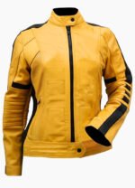 Kill Bill Style Yellow Leather Jacket – Women's Premium Biker Jacket | LE CRAZE